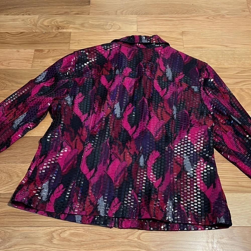 Ruby Rd Vintage Full Zip Shiny Shacket Size 14 - image 3